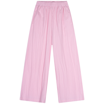 今屿花花粉色薄款宽松阔腿裤女夏