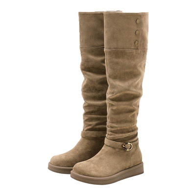 星期六保暖绒里厚底骑士靴