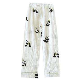 春夏薄儿童纯棉纱布防蚊裤男童睡裤泡泡棉纱家居裤宝宝卡通空调裤