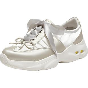 SKAP圣伽步女鞋2026春季新款单鞋轻便德训鞋绸缎厚底女款休闲鞋