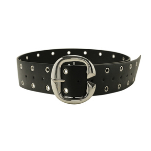 重工朋克风双排孔装饰宽版腰带女小众高级感百搭皮带配裙子牛仔裤