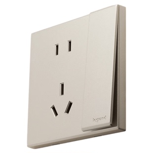 罗格朗开关插座面板画采金色空调一开单双控五孔出线孔86家用电源