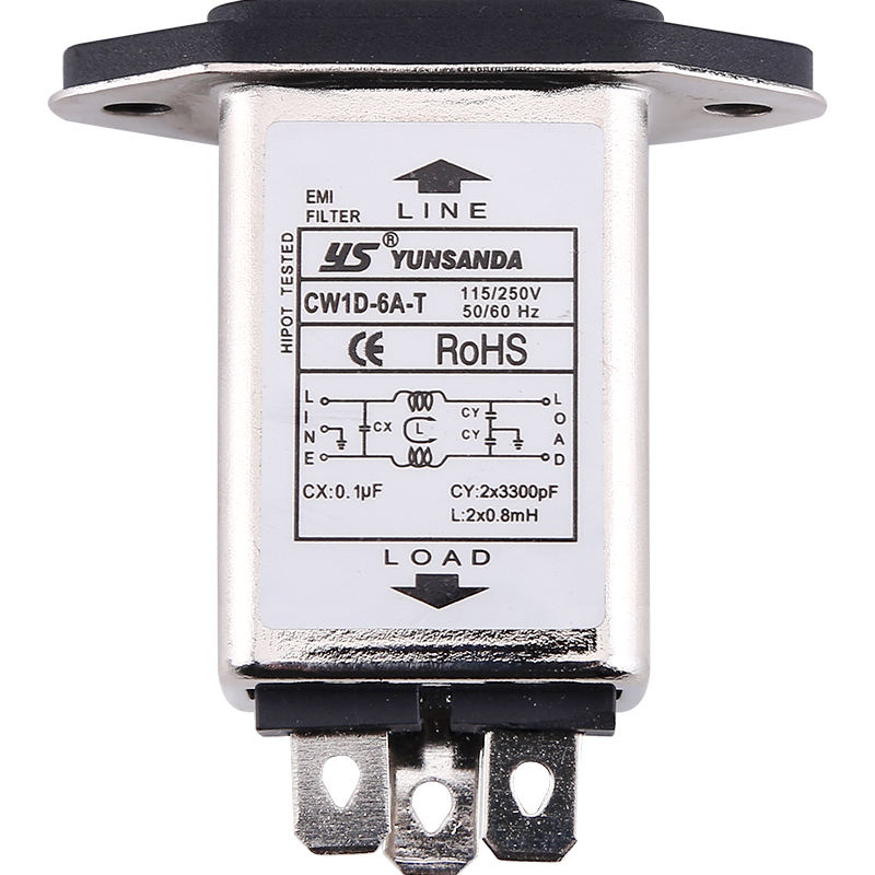 台湾YUNSANDA单相220v抗干扰CW1D-/10A/6A/3A-T插座式电源滤波器