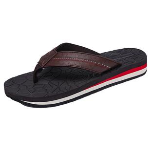 外贸原单日本皮面人字拖鞋男休闲外穿厚底增高防臭轻便防滑凉拖鞋