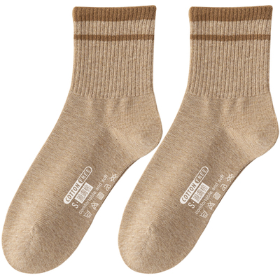 优质全棉无骨缝头女士中筒袜