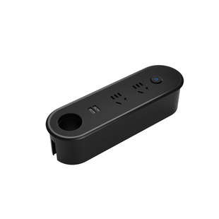 桌面嵌入式插座椭圆形办公会议桌老板桌排插线盒多功能线孔盖插排