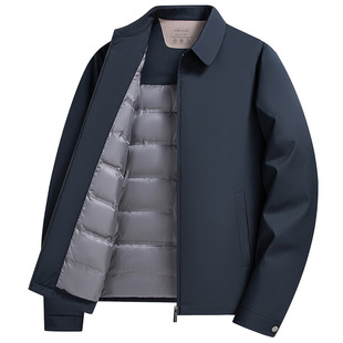 【官旗】鸭鸭冬季羽绒服男商务干部装短款中老年爸爸装翻领外套