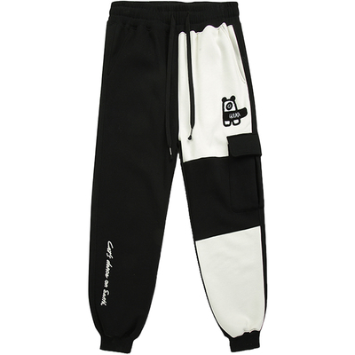 GUUKA拼接撞色熊猫刺绣卫裤