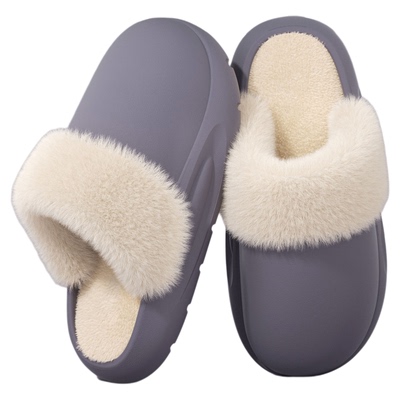 防水棉拖鞋男秋冬防滑保暖毛绒