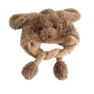 陈奶奶 会动毛茸茸小狗狗耳朵帽子女冬季加厚保暖雷锋帽护耳围巾