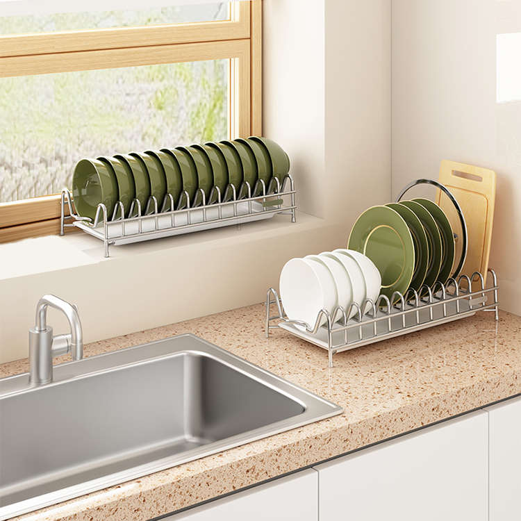 304不锈钢沥水碗架窄款消毒柜内厨房抽屉碗碟盘子收纳置物架小型