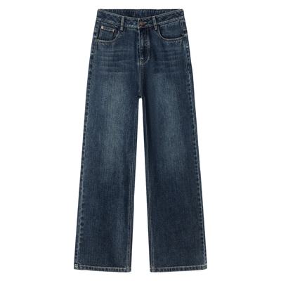 百斯盾高腰宽松超模范阔腿直筒裤