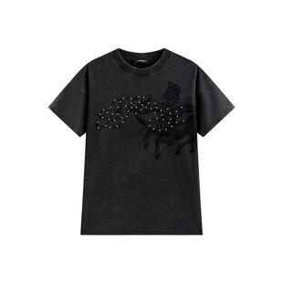 Ed Hardy埃德哈迪夏季流行新款男士黑色针织宽松落肩短袖T恤