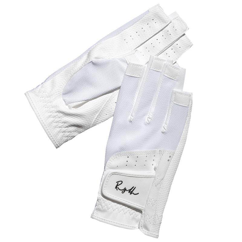 透气双手白色百搭露指高尔夫手套
