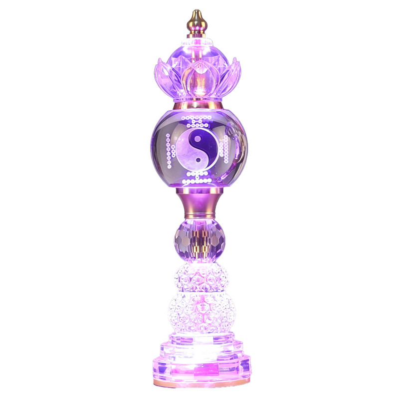 LED七彩玻璃莲花佛灯插电家用