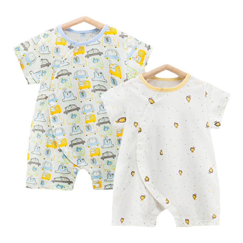 哥比兔新生婴儿衣服短袖连体衣满月宝宝夏季薄款纯棉哈衣爬服