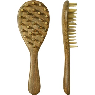 初心天然绿檀羊角插齿头皮按摩梳头部梳子女士经络梳防家用脱发