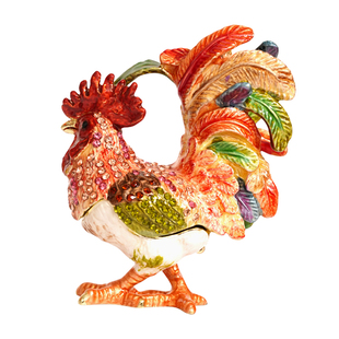 A骄傲的小公鸡时尚精致高级感首饰戒指项链盒桌面摆件新年送礼物