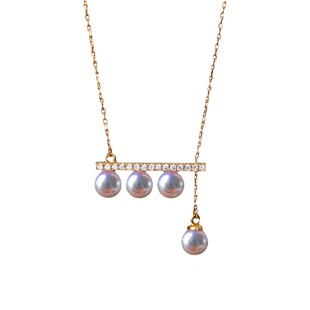 『平衡木四珠』T家同款调节套链akoya海水珠18k金项链时尚通勤链