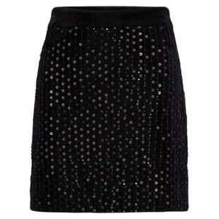 H·GENTEEL荷高2025新款秋装女时尚bling bling氛围感亮片H型半裙