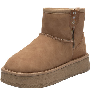 大东雪地靴女款2025冬季加绒女鞋子保暖冬天短靴增高厚底女士棉鞋