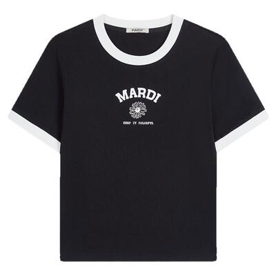 MARDI官方经典小雏菊撞色短袖T恤简约舒适纯棉圆领上衣女2026夏