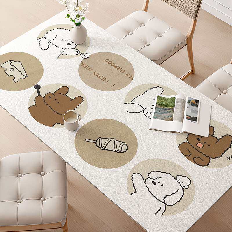 熊猫桌布防水防油免洗卡通烫2023防餐桌茶几长方形年皮革新款垫子