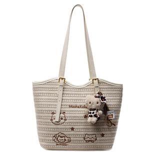 时尚百搭通勤大容量包包女式2026新款单肩包超火编织托特包草编包