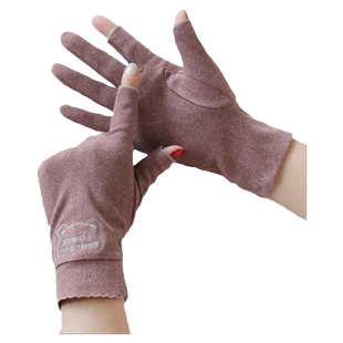 露指手套女士冬季加绒保暖办公春秋款德绒薄款骑行骑车防寒电动车