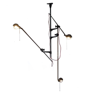 美式复古风黄铜长臂客厅吊灯