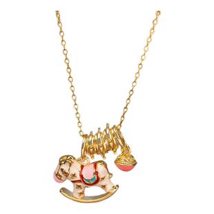 儿童项链女2026新年彩色珐琅木马锁骨链高级感轻奢送女友闺蜜礼物