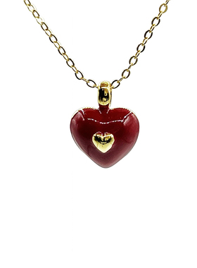 超级适合新年的红色爱心吊坠项链