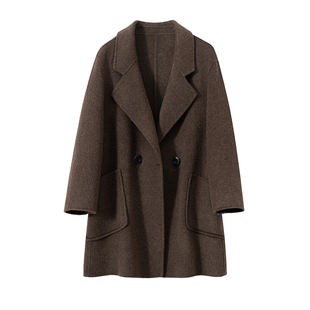 深灰色双面羊绒大衣女2025新款中长款宽松双面呢秋冬高级感羊毛呢