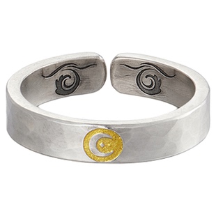 日月同辉 I 原创手工戒指男女999纯银锤纹肌理太阳月亮图腾指环