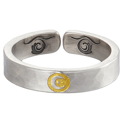 日月同辉 I 原创手工戒指男女999纯银锤纹肌理太阳月亮图腾指环