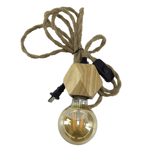 复古麻绳电源线民宿实木吊灯线灯罩线插头开关线树枝落地灯线