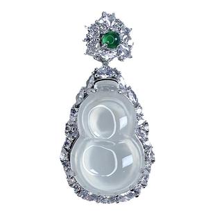 天然冰种玉髓吊坠女款翡翠色玉石挂坠镶嵌宝石冰透玛瑙项链子挂件