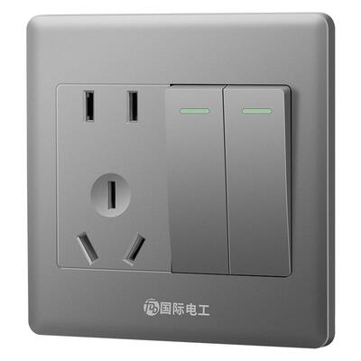 国际电工二开五孔双控开关带插座