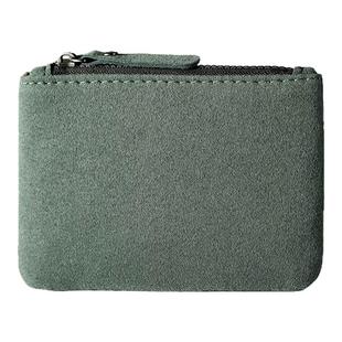 翻毛皮拉链小钱包男士小众名片卡包日韩证件零钱包银行卡收纳包