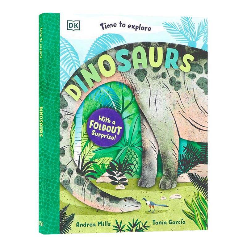 DK精品 探索恐龙的时光 英文原版 Time to Explore Dinosaurs 幼儿恐龙启蒙绘本 内含4折页折页解锁阿根廷龙全景 亲子共读 精裝