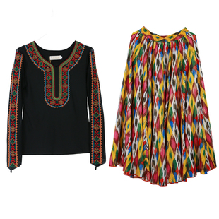 热巴同款新疆舞演出服艺考生练功服套装维吾尔族舞蹈表演服两件套