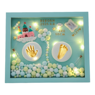 宝宝手足印泥纪念相框新生儿出生礼满月手印纪念百天手脚印周岁礼