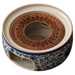 汝窑青花暖茶温茶炉花茶壶蜡烛煮茶炉陶瓷底座加热炉保温子煮茶器