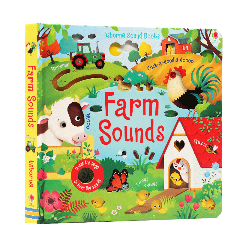 Usborne农场奇妙触摸发声书 Farm Sounds book 聆听农场的各种声音英文原版绘本低幼儿童启蒙早教认知纸板书英语读物尤斯伯恩
