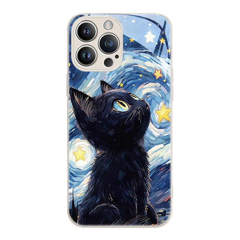 magsafe磁吸新款适用苹果17promax手机壳16梵高猫咪iPhone14plus可爱15猫猫13高级12/11华