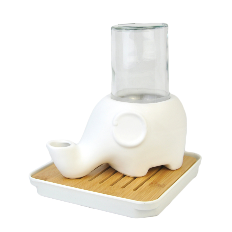 不湿下巴陶瓷大象饮水器波斯加菲饮水器/水壶/水头