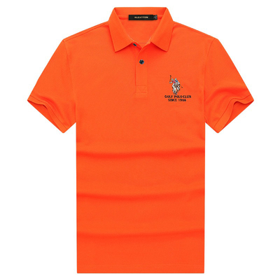 保罗品牌polo衫橘色有领短袖t恤
