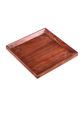 天纵血檀嵌银丝茶端盘