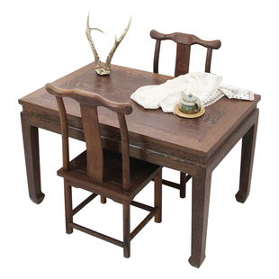 鸡翅木长桌餐桌实木茶桌中式家用饭桌客厅茶几现代简约红木长条桌