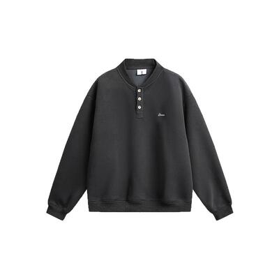 400g纯色亨利领纽扣卫衣男生春秋季2026新款上衣内搭休闲宽松百搭